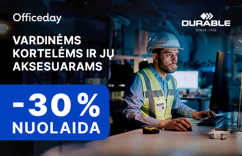 -30% nuolaida DURABLE vardinėms kortelėms ir jų aksesuarams!