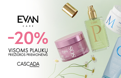 -20% EVAN Care plaukų priežiūros priemonėms