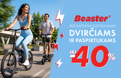Iki -40% nuolaida pažymėtiems „Beaster“ elektriniams paspirtukams ir dviračiams