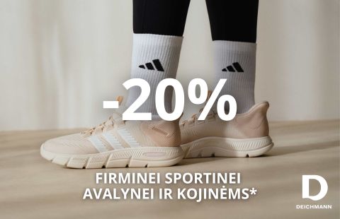 -20% nuolaida firminei avalynei ir kojinėms