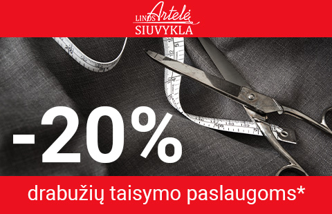 -20% nuolaida drabužių taisymo paslaugoms