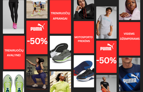 -50% nuolaida nuo pradinės kainos atrinktoms prekėms