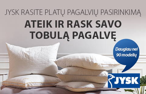 JYSK rasite platų pagalvių pasirinkimą